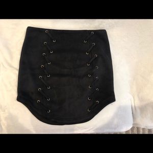 Black suede mini skirt